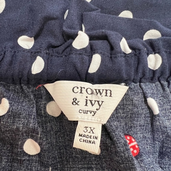 Crown & Ivy Navy Polka Dot with lady bugs Blouse size 3X - Picture 5 of 12